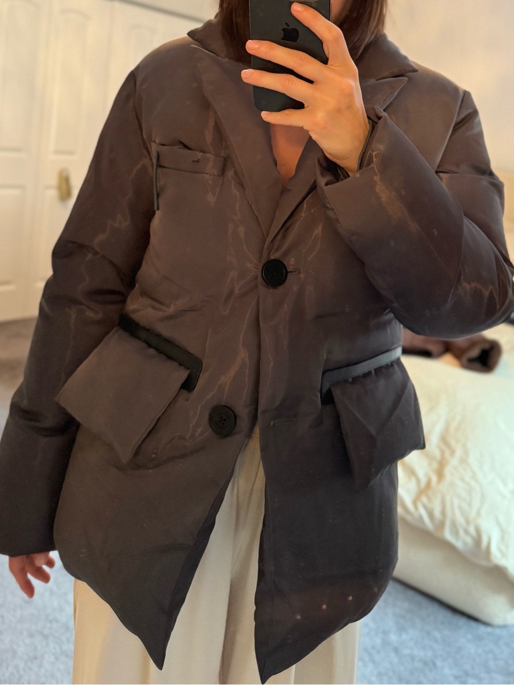Rudsak grey c Puff Blazer Jacket in Dark Brown